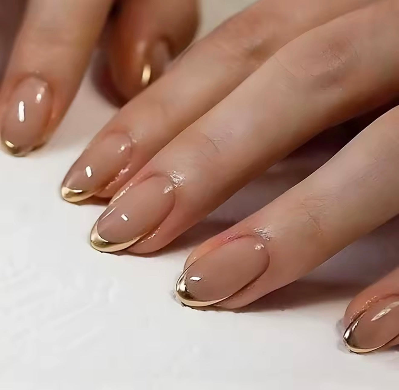 ✨ LuxeGlow Golden Nude Press-On Nails