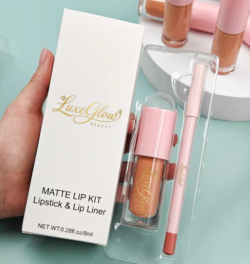 LuxeGlow Beauty Matte Lip Kit – Lipstick & Lip Liner 👄